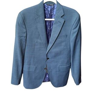 TED BAKER Teal Spot 100% Wool Men's Blue Blazer